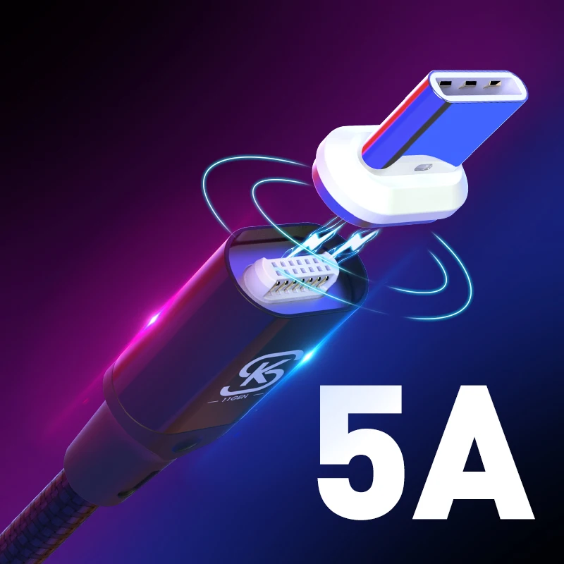 Автомобильные магнитные usb кабели для зарядки 5 А Тип C Сверхбыстрый QC 4 0 Huawei p20 lite