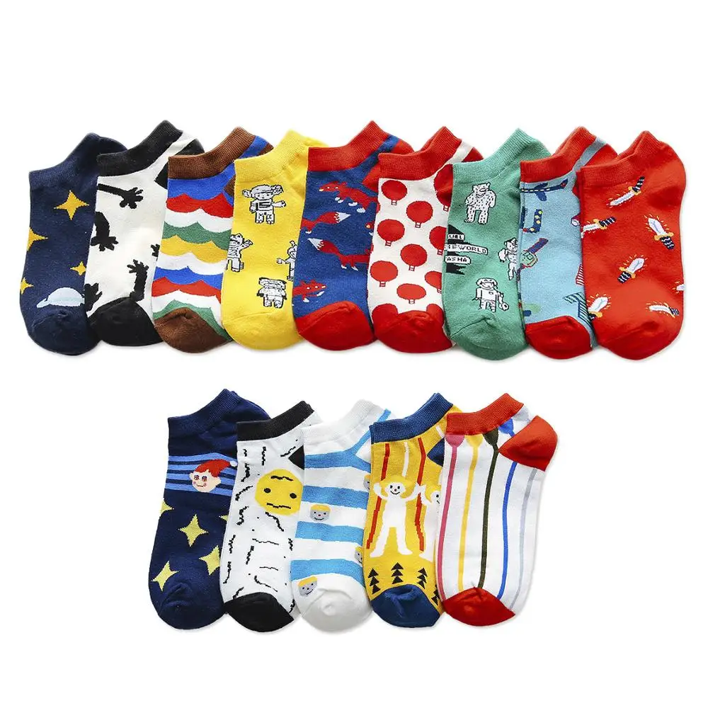 

Ankle Socks Women Happy Cotton Socks Woman Harajuku Skateboard Flamingo Zebra Poached Egg Avocado Embroidery Short Socks Female