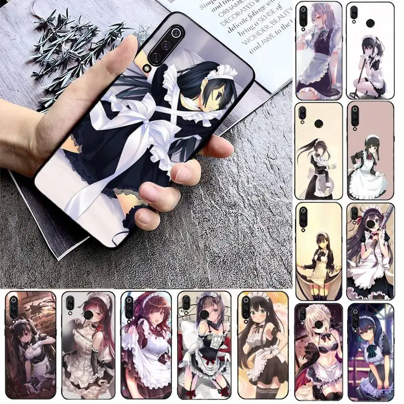 

FHNBLJ Cartoon Cute Maid Girl Phone Case For Xiaomi max3 mi 9 se mi8 F1 9SE 10 lite F1 Back Coque