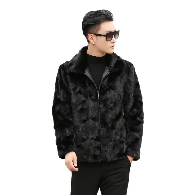 

Real male mink coat, short jacket with a warm and luxurious casual and real lapel for winter 2022 New