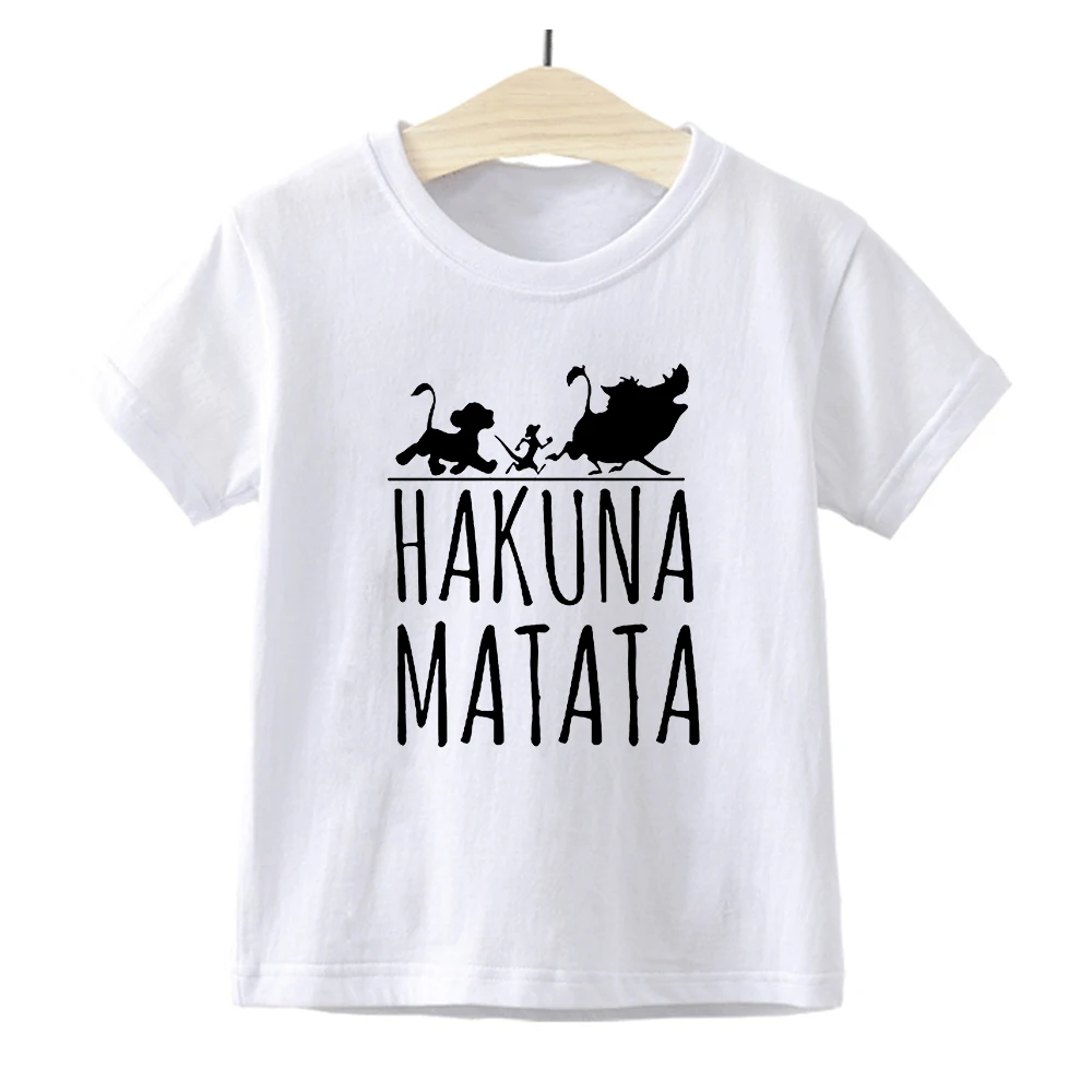 Летняя футболка для мальчиков и девочек HAKUNA MATATA с буквенным принтом повседневный
