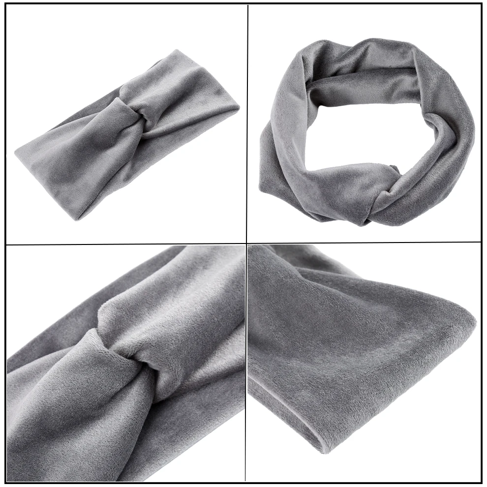 

Molans Women Headband Solid Color Twist Knitted Hairband Velvet Wide Turban Knotted Headwrap Girls Hair Band Hair Accessories