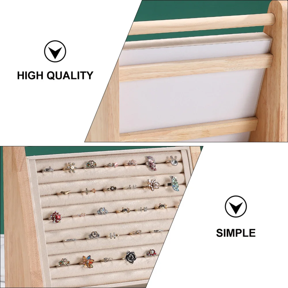 

1PC Wood Ring Holder Jewelry Storage Display Rack Earbob Ring Rack (Beige)