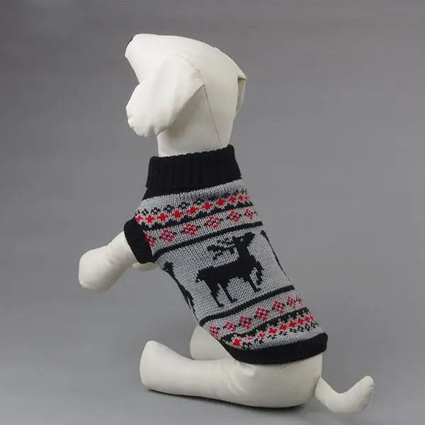 Модный свитер для маленьких собак и кошек вязаная одежда с рождественским оленем