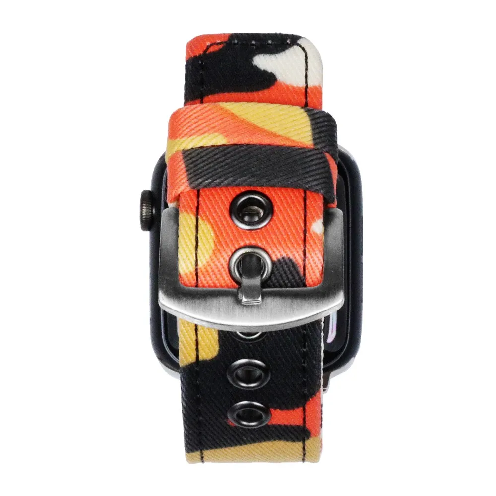 Повседневный джинсовый ремешок для Apple Watch Band Series 6/SE/5/4/3/2 Камуфляжный холщовый