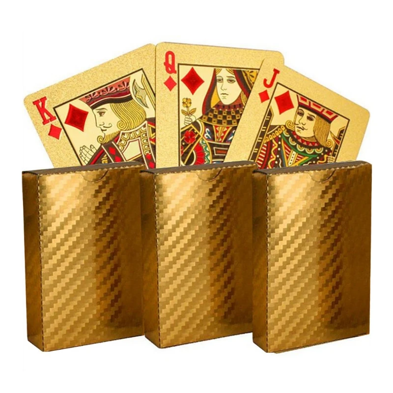 

2 PCS Plastic Waterproof Gold Foil Playing Cards Limited Edition Poker
