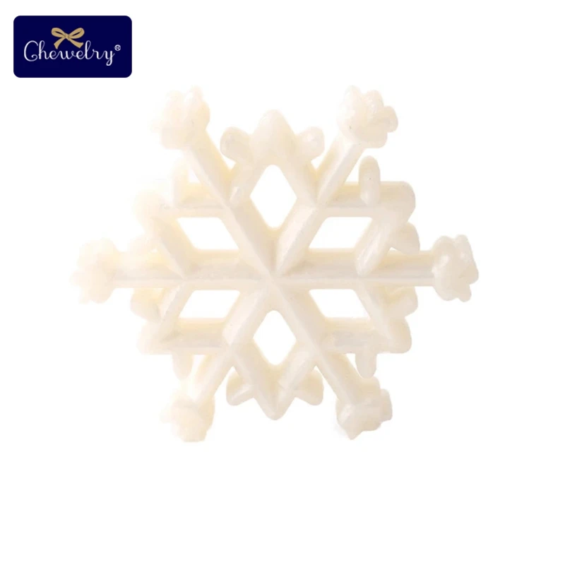 Pearl White Snowflak 1 шт. силиконовые снежинки Прорезыватель Рождественская елка звезда кулон Рождественский Олень Подарки для ребенка Лось пряники Ман детский Прорезыватель подарки - Цвет: Pearl White Snowflak
