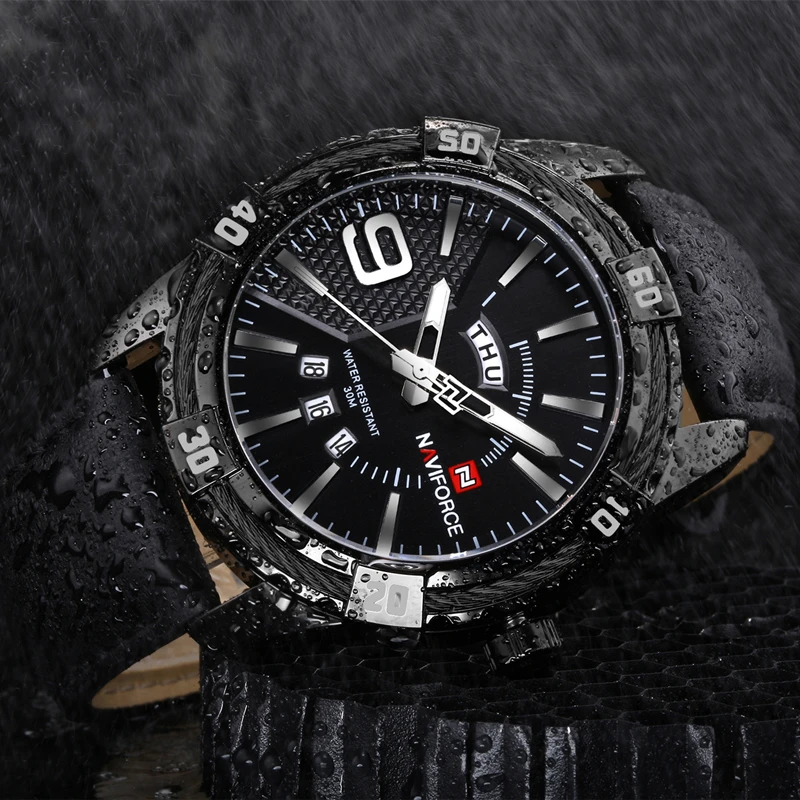 Часы мужские кварцевые с датой на кожаном ремешке | Наручные часы