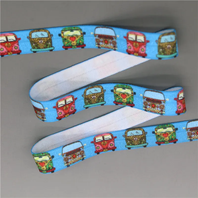 DUWES 5/8inch 5yards car washing Coconut fruit printed Fold Elastic FOE stretch ribbon hairbow headwear headband DIY OEM E5788 | Дом и сад