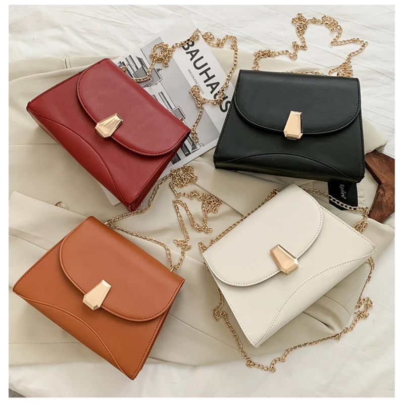 

New Crossbody Bags Chain Simple Shoulder Bag Ladies Designer Handbags Pu Leather Messenger Bags