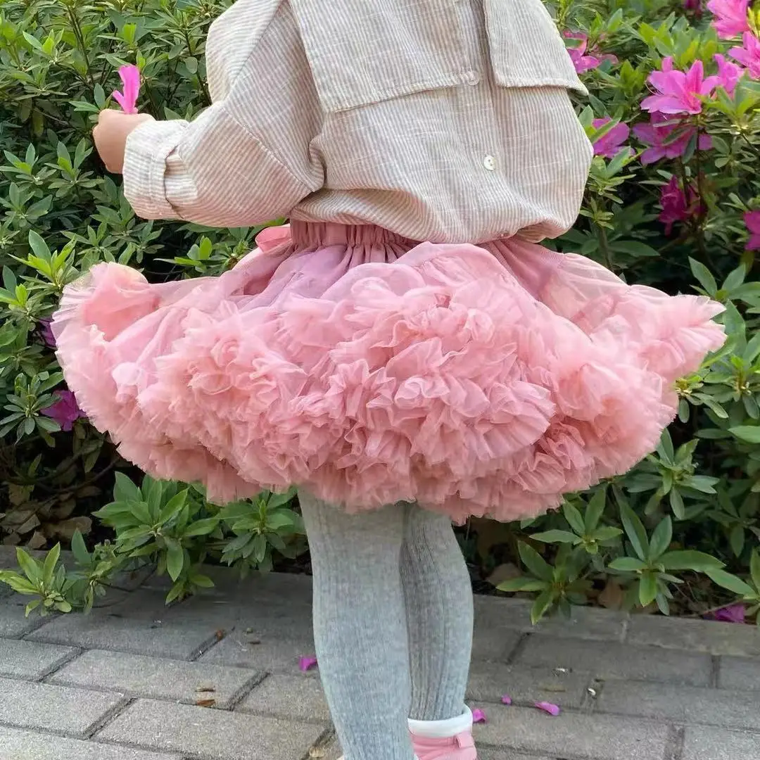 

Kids Girls TUTU Skirt Pink Ruffled Clothes Party Birthday 3-10Y ChildrenTulle Dress Sister Cake Dresses TUTU Skirts Girl