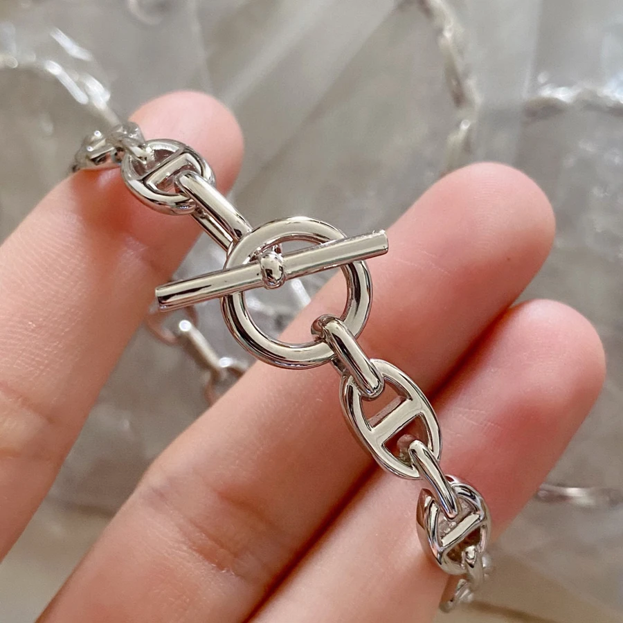

DIMINGKE Top Pig Nose Necklace Earrings Bracelet Set 100%-Solid S925 Sterling Silver Jewelry Exquisite Craftsmanship