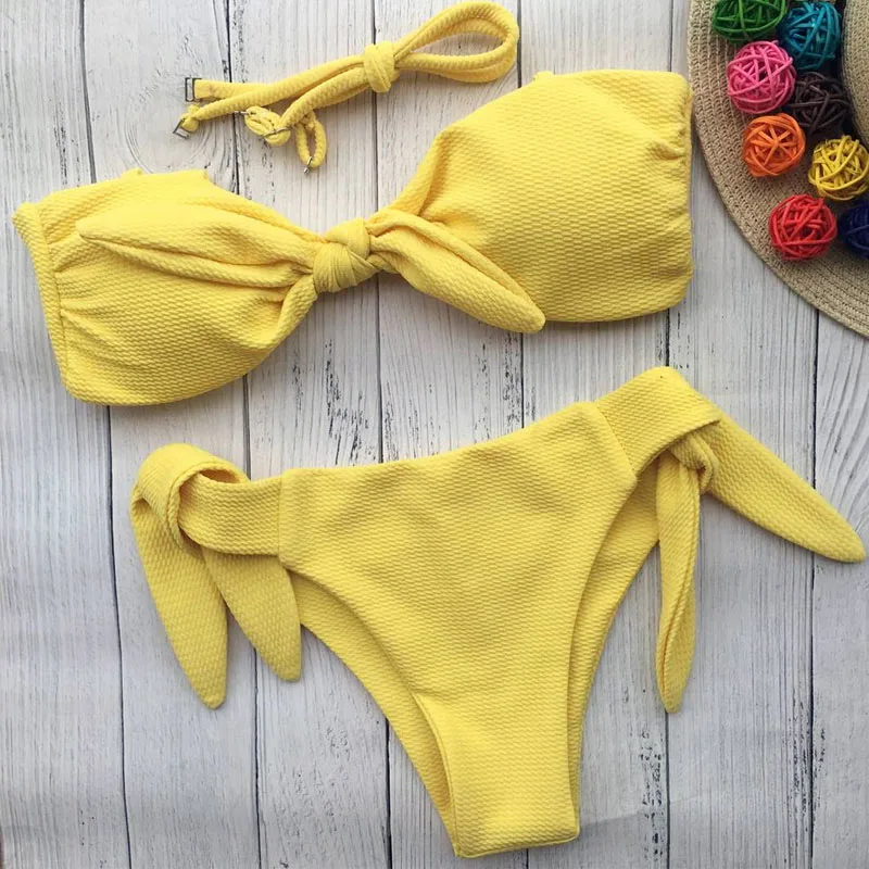 Купальники без бретелек 2020 розовые купальники женские Танкини-стринги купальные