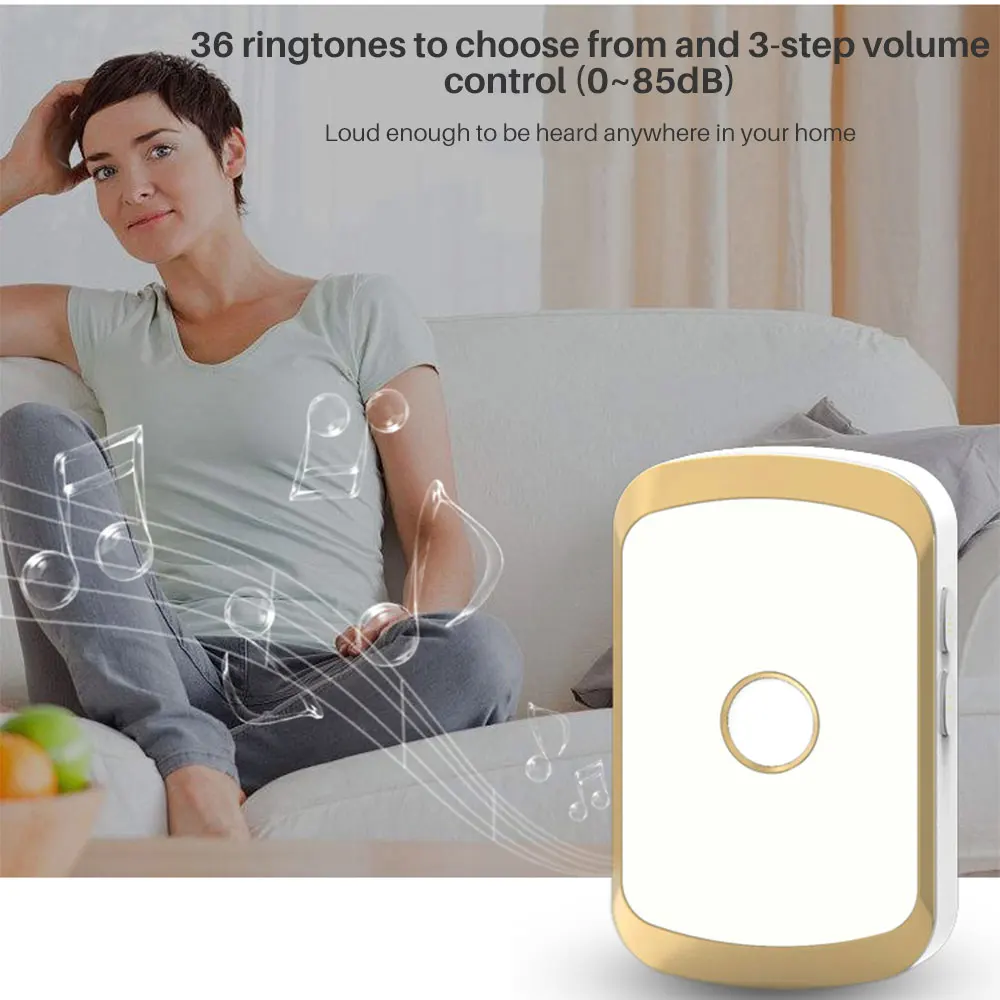 

Wireless Doorbell 36 Chimes Door Ring AC 100-240V 300M Range IP44 Waterproof EU UK US Plug Receiver Door Bell