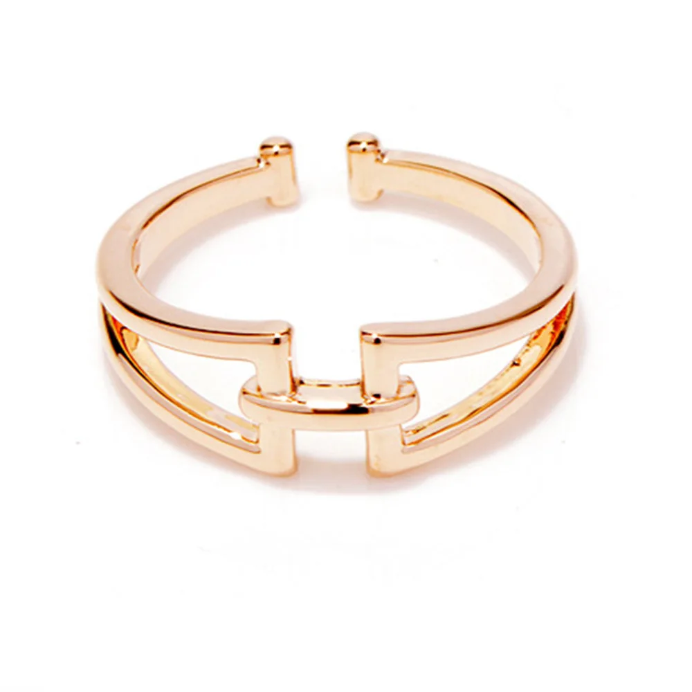 

Hot Ring Shape Opening H Letter Irregular Ring for Men Women Jewelry Wholesale Resizable Rings for Women Decoration Gift