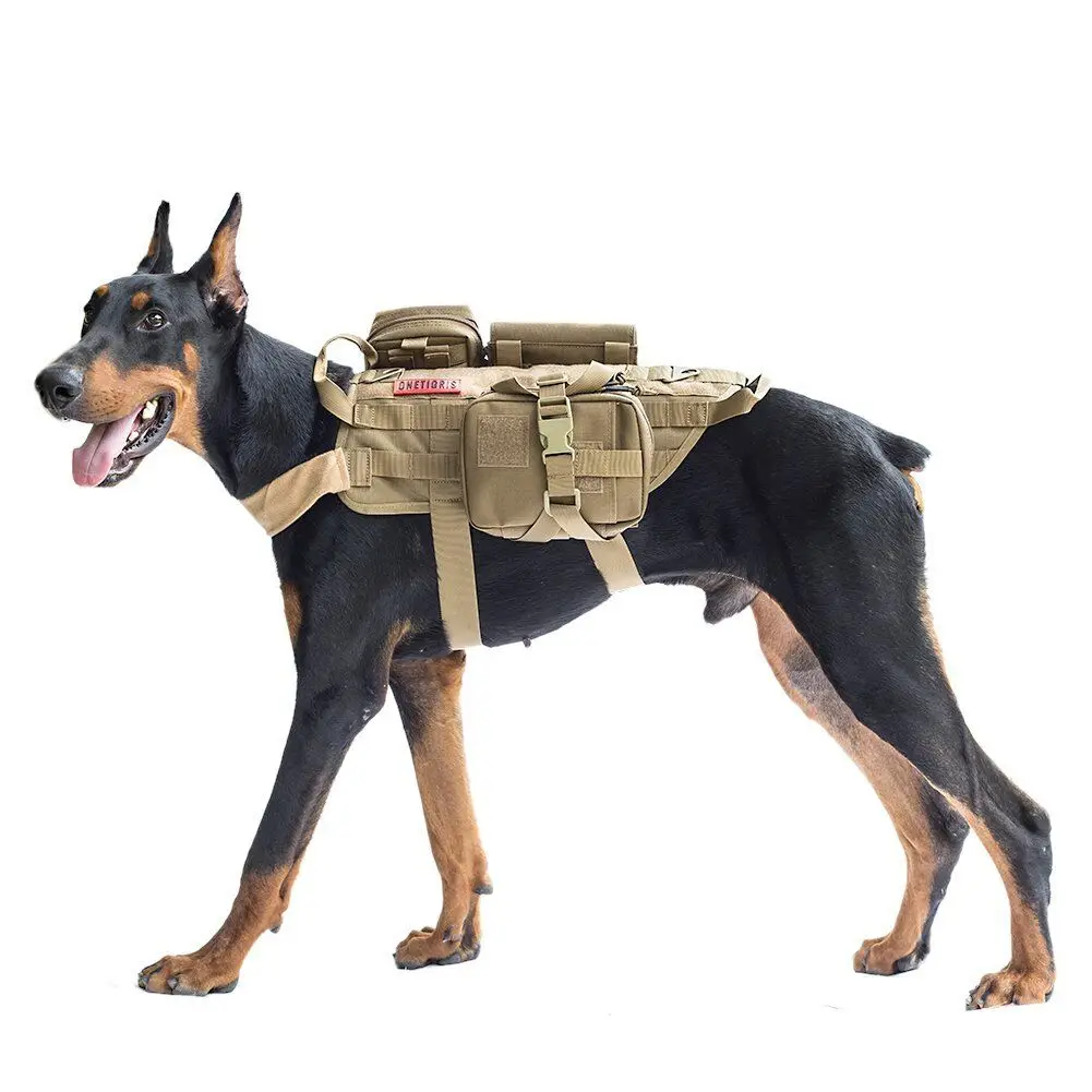 

Walking Hiking Hunting Military Dog Harness with Pocket Chest Saddle Pet Nylon Vests Molle Training Service Dog Patrol Supplies