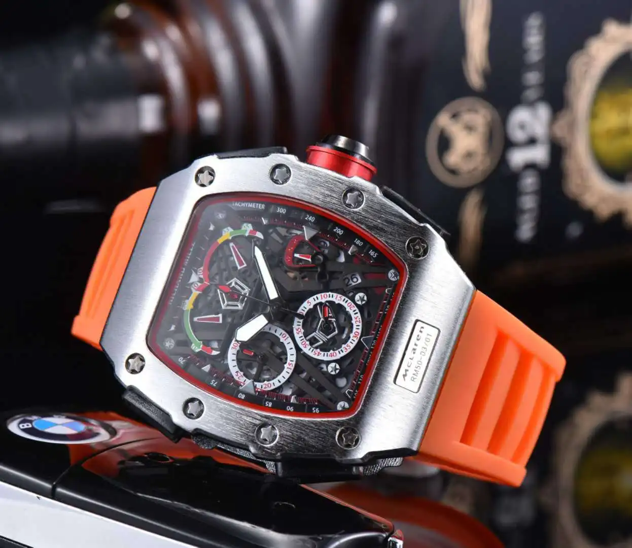 

2020 new men's watch Richard watch quartz 6-pin second run silicone watch