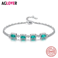 100 925 sterling silver green zircon bracelet exquisite womans luxury party jewelry fashion couple girl gift free shipping
