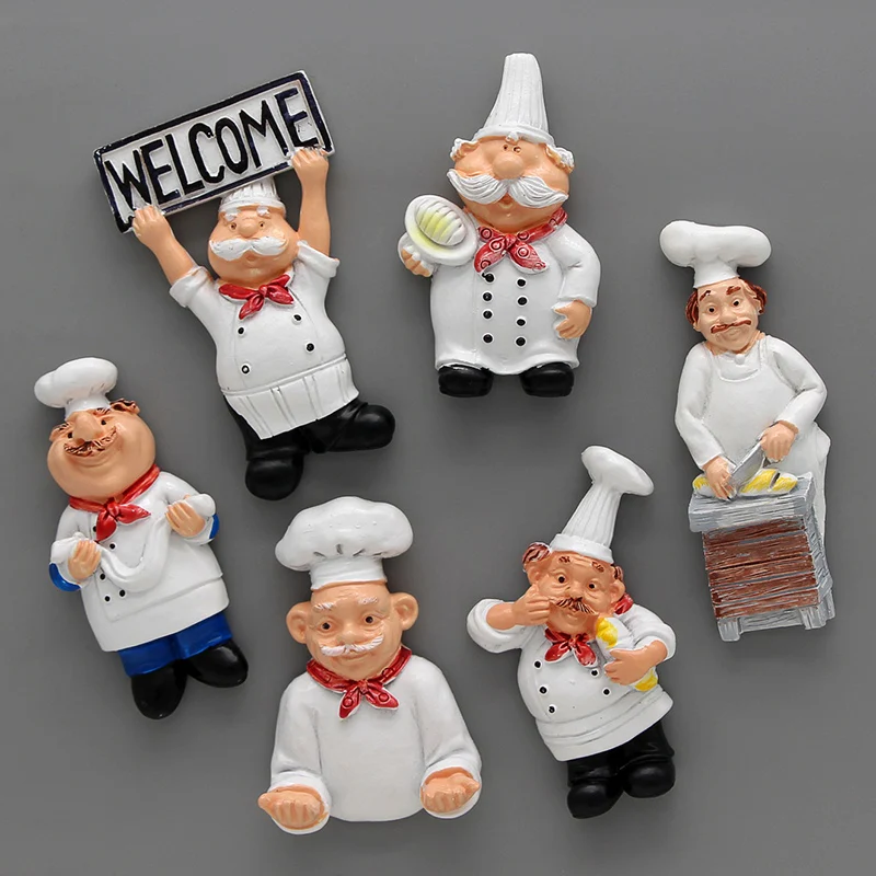 

Cartoon creative bread chef refrigerator magne 3d fridge magnets Cartoon character refrigerator stickers home decoration gifts