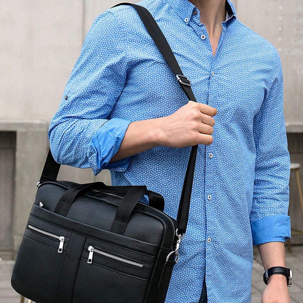 Модные деловые мужские портфели из натуральной кожи сумки через плечо кожаные