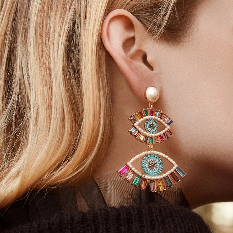 Серьги подвески BA с дьявольским глазом ручная работа разноцветные