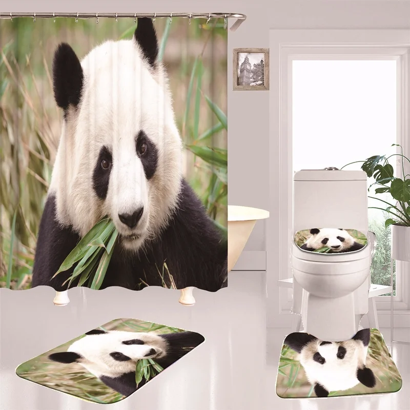 Коврик Toliet для ванной с принтом Милая панда бамбуковая занавеска душа
