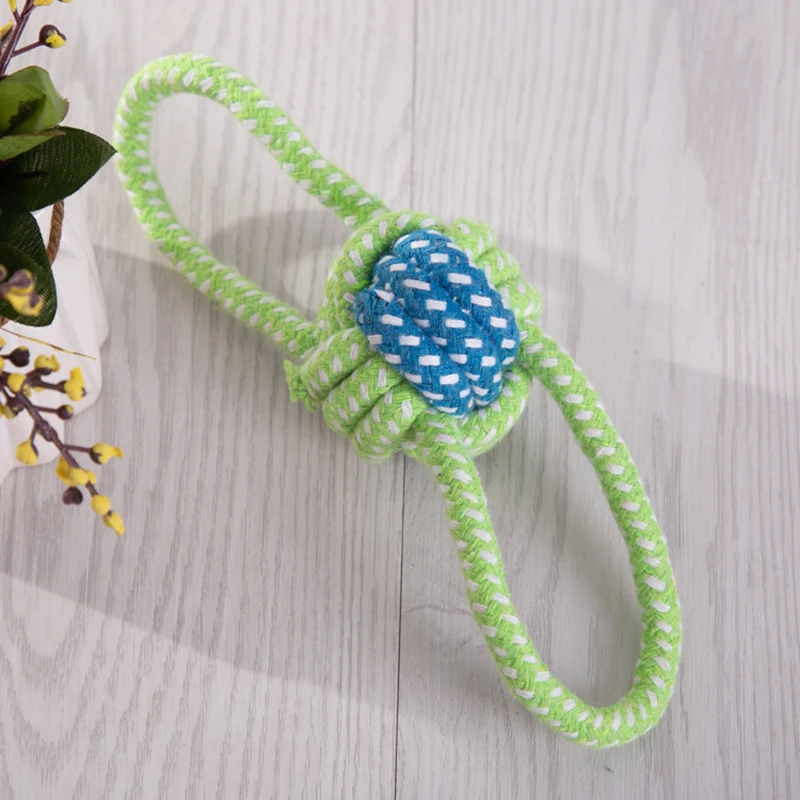 

Pet cotton rope toys molar teething knitting colorful dumbbells bite rope combination set bite toys
