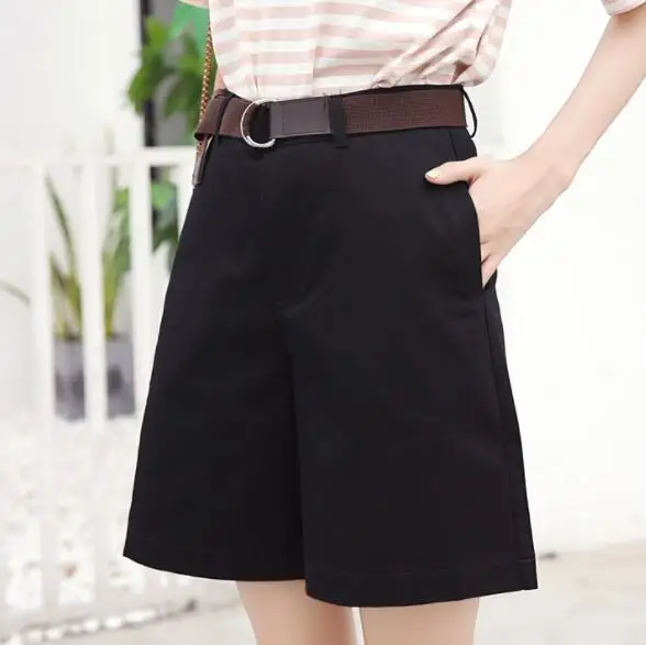 2019 весенние женские шорты бермуды с высокой талией и широкими штанинами кюлоты
