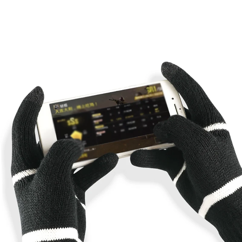1Pair Men Winter Warm Knitted Gloves Flexible Full Finger Thicken Wool Cashmere Touch Screen QHAG | Спорт и развлечения