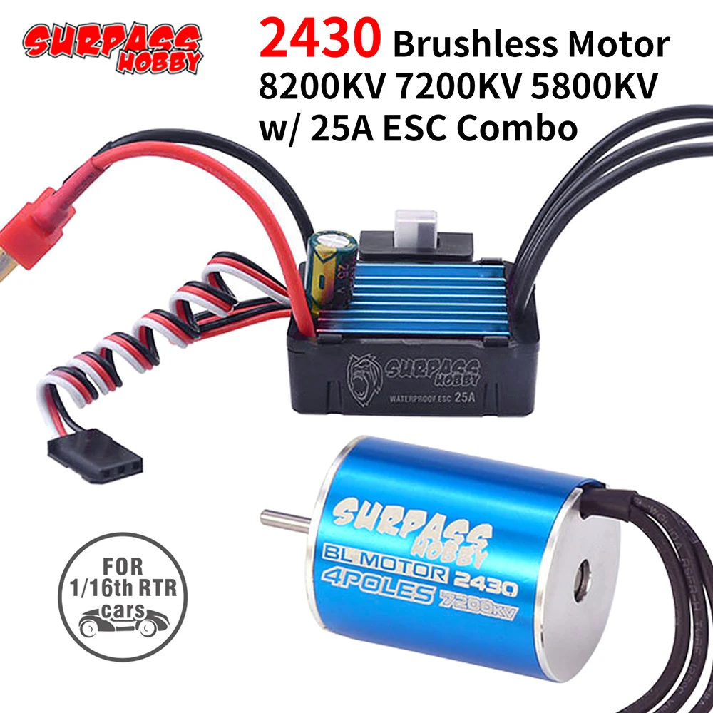 

Surpass Hobby 2430 8200KV 7200KV 5800KV Motor&25A Brushless ESC for 1/18 1/16 HSP Redcat Traxxas HPI Tamiya RC On-road Car Truck