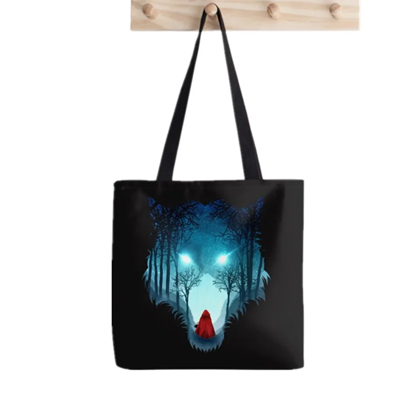 

Женская холщовая сумка-шоппер с принтом большого Плохого Волка