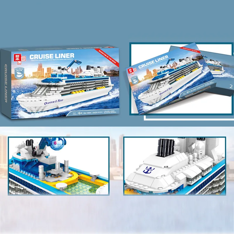 

Cruise Liner Speed Boat Sea Travel Series Ideas Figures Building Blocks Bricks Toys Ship Educational Quantum of The Sea 2428Pcs