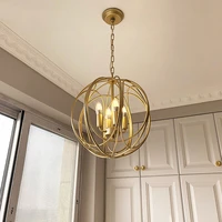nordic gold led pendant lamp round cage pendant lights loft industrial decor dining room kitchen lighting fixtures luminaire
