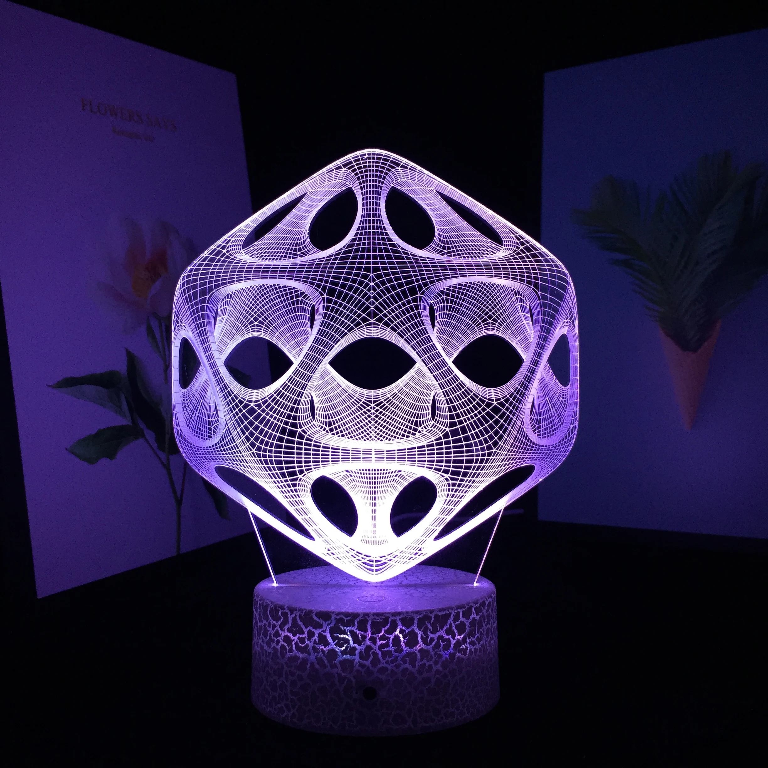 

Colorful Decoration Series 3D LED Lamp Visual Illusion White Cracked Base Acrylic Light Guide Plate for Festival Birthday Gifts