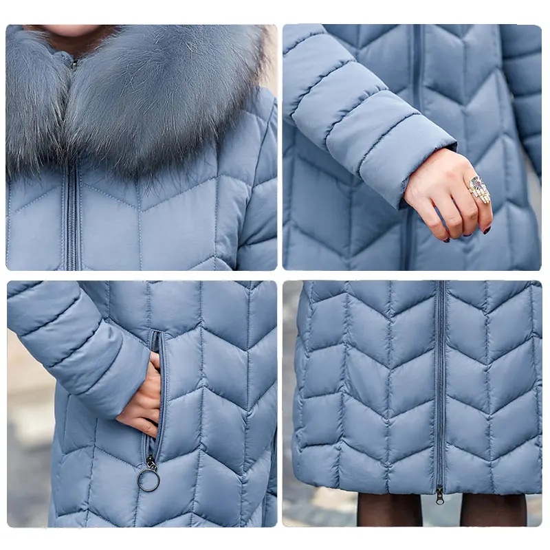 Зимняя женская куртка Lusumily 2020 Длинная утепленная парка среднего возраста с