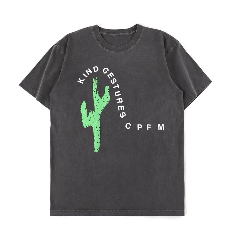 

High street print short sleeve T-shirt Street loose Kanye same wash Love Print men's Short Sleeve T-Shirt