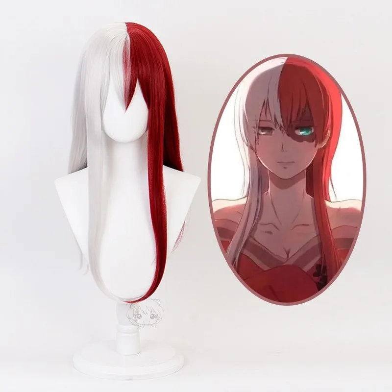 

My Boku No Hero Academia Shoto Todoroki Red White Long Straight Cosplay Heat Resistant Synthetic Hair Halloween + Free Wig Cap
