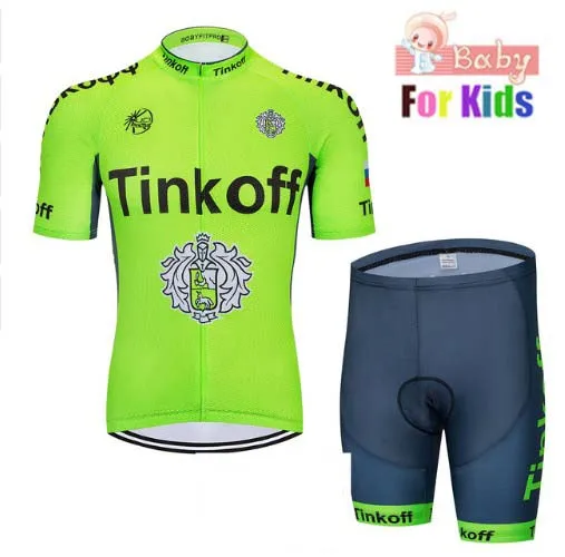 2018 г. Дышащий Детский комплект из Джерси для велоспорта Tinkoff шорты Детская