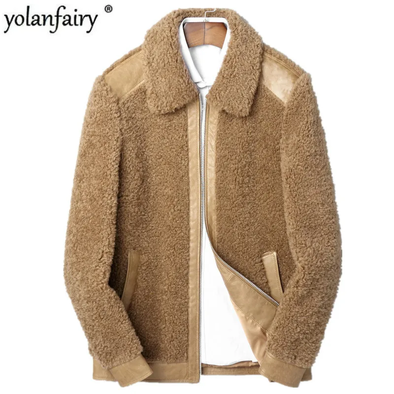 Пальто с натуральным мехом осенне зимняя мужская куртка из натуральной овечьей