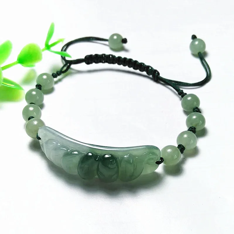 

Hot Selling Jadeite Hand-woven Fortune Bracelet Charm Jewellery Women's Hand-Carved Bracelet for Women Men Fashion Accessories