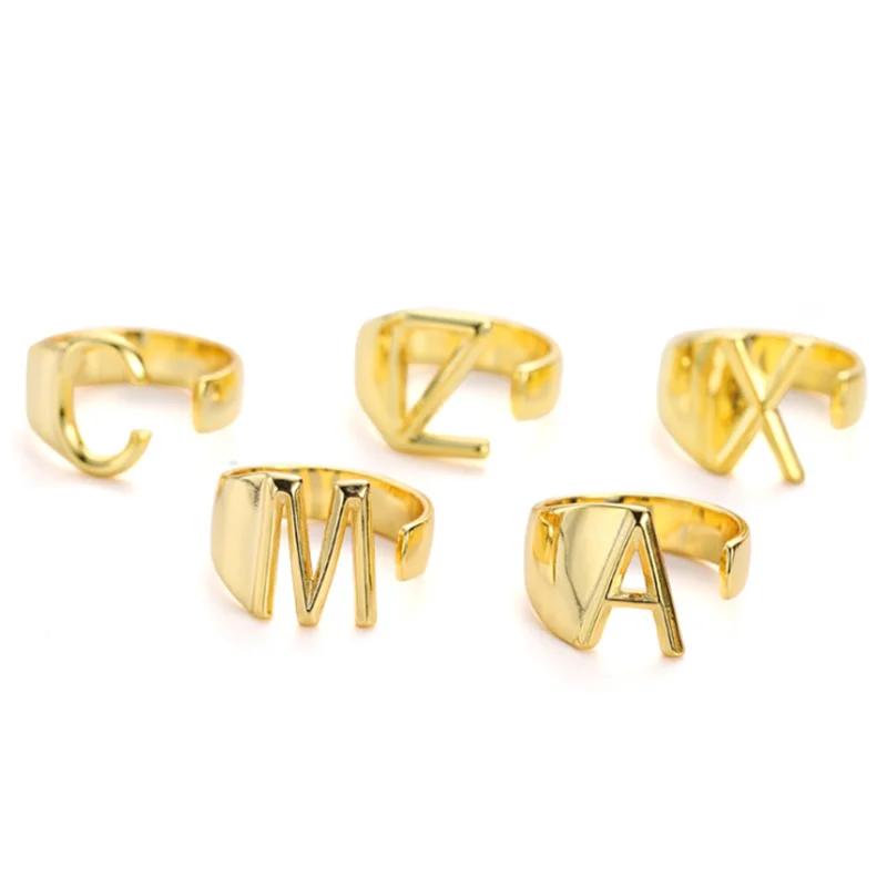 Новое модное Стильное кольцо для женщин золотистого цвета с надписью A Z открытие