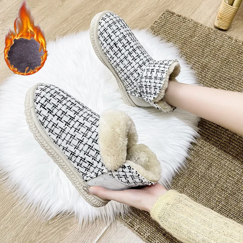 

Женские зимние ботинки, Новые повседневные модные ботинки на платформе, теплые бархатные ботинки с круглым носком, женские зимние ботинки н...