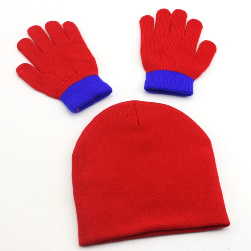 Knitted Hats Baby Gloves 2 Pairs/Set Winter Warmer Crochet Indian Cap Toddler Cartoon Full Finger Mittens Fashion Cute Beanies | Детская