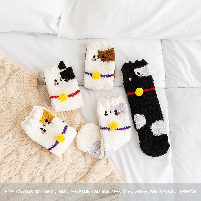 Домашние женские мягкие носки тапочки для девочек пушистые теплые