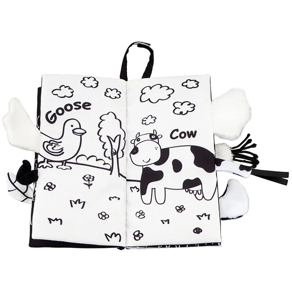 

Black and White Animal Tail Cloth Book Early Education Baby Infant Educational Toys 2020 New Books Best Gift for Newborn Baby