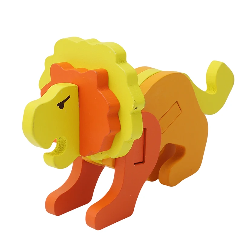 

Infant Kids Handmade DIY Cartoon Zoo Animal Model 3D Puzzles Baby Toys Wooden Puzzles Children Early Learning Educational Toys