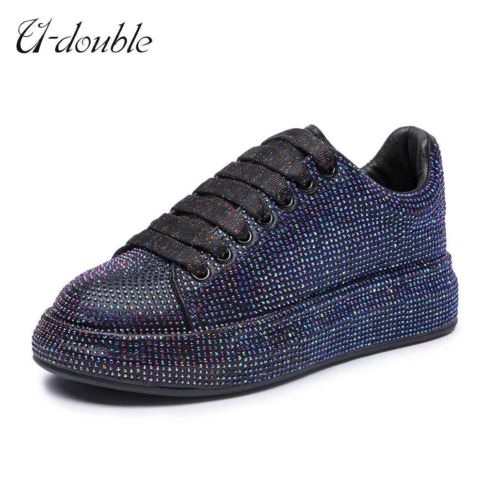 

U-DOUBLE Brand Women Shoes Autumn Female Outdoor Casual Sneakers Platform Starry Sky Shiny Ladies Vulcanized Shoes Big Size 43