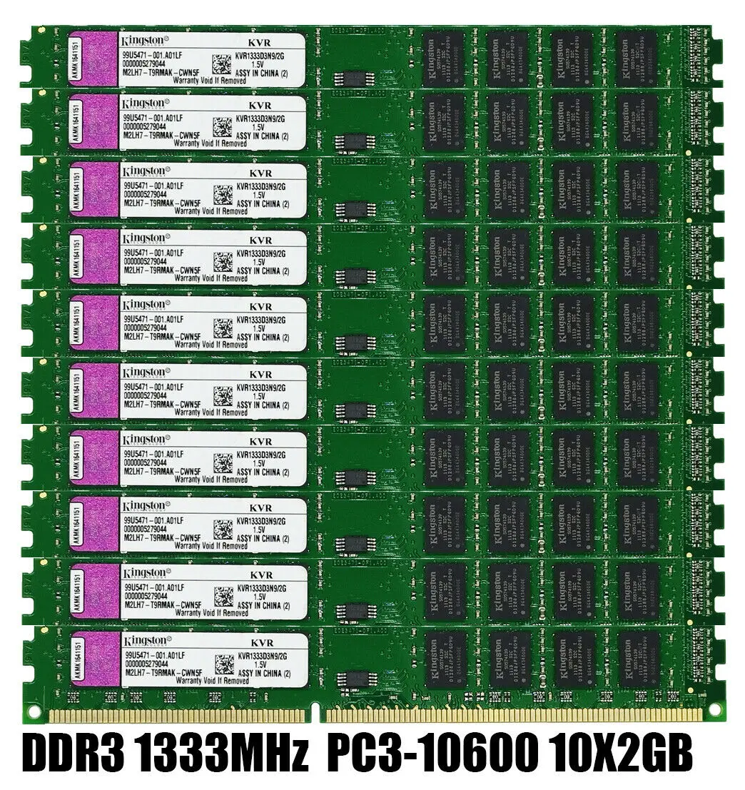 Новинка 10х 2 Гб DDR3 1333 МГц Оперативная Память DIMM PC3 10600 памяти память без кода