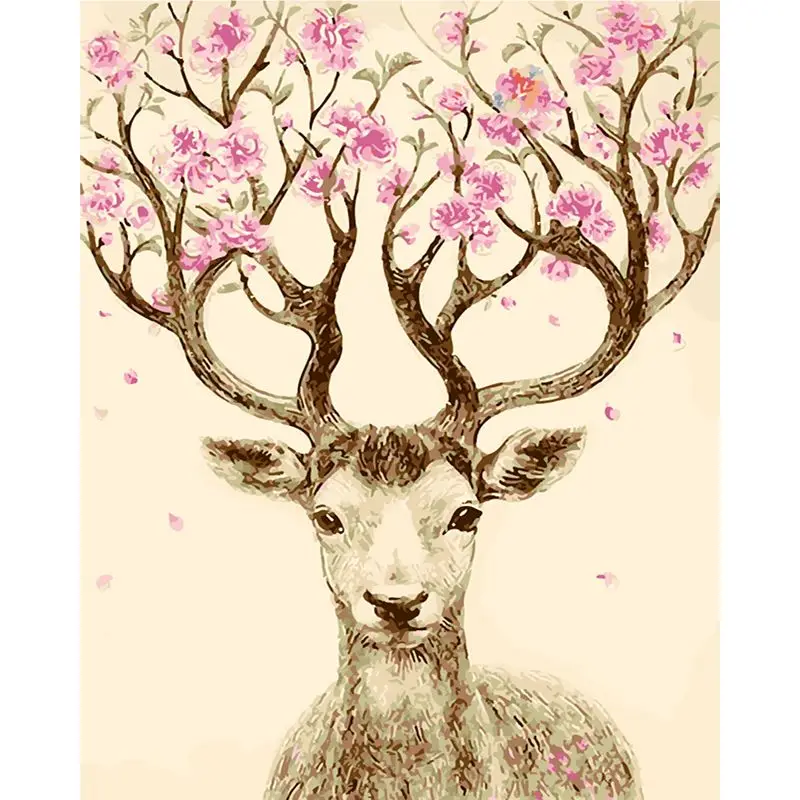 

SELILALI 40x50cm Frameless Painting By Numbers Hand Painted Deer Animal Oil Paint By Number Acrylic Paint Drawing Canvas Photo