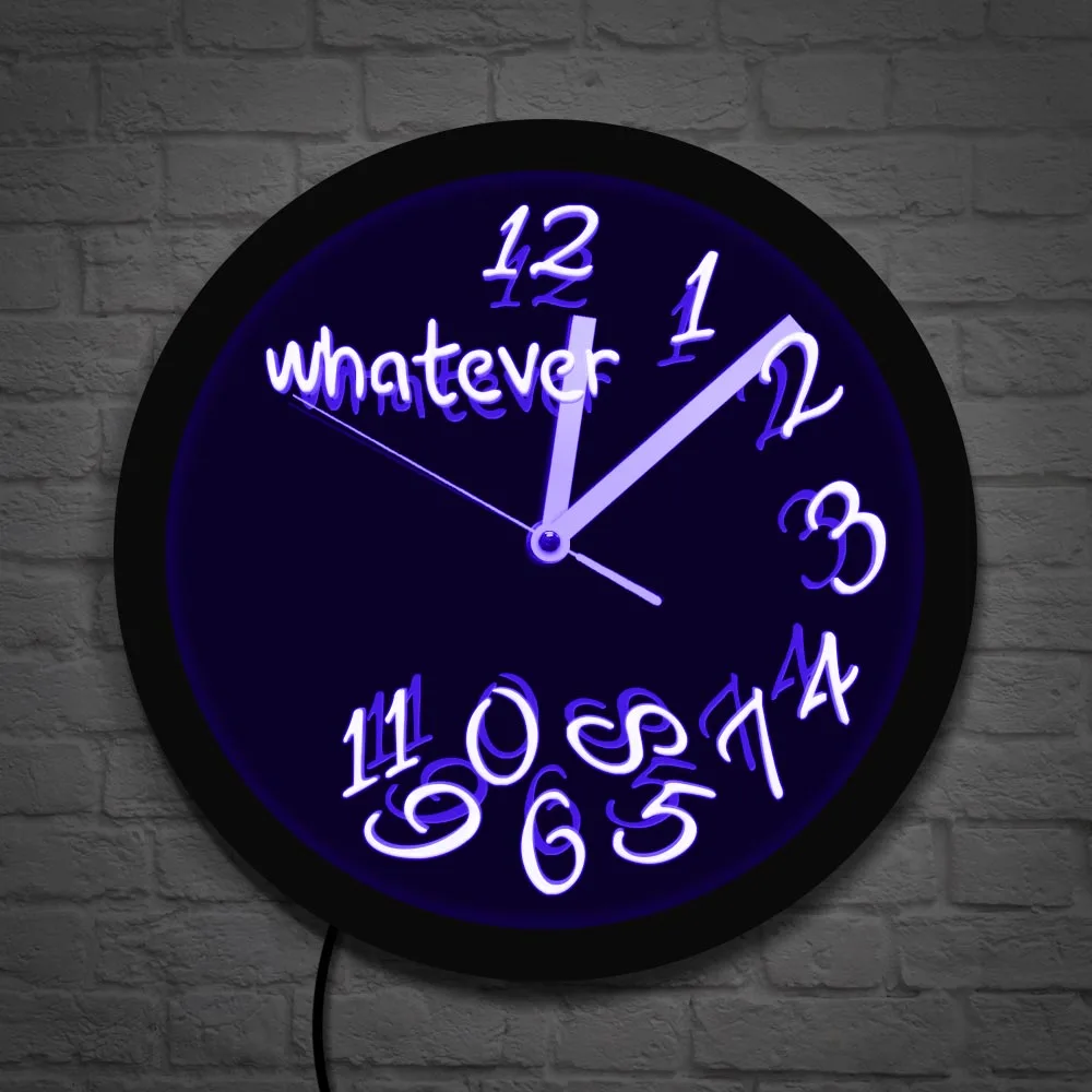 Whatever You Are Late Anyway LED Neon Wall Clock Lighted Vintage Design Color Changes Illuminated | Дом и сад
